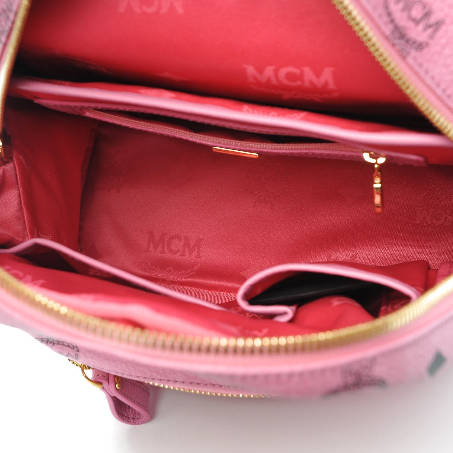 MCM Visetos Small Sprinkle Stud Stark Backpack Pink 5 of 9