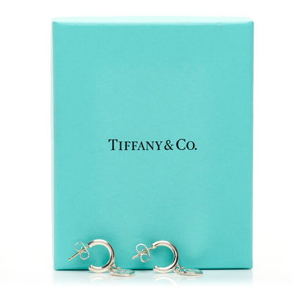 Tiffany Sterling Silver Diamond Mini Return To Tiffany Heart Hoop Earrings 5 of 5