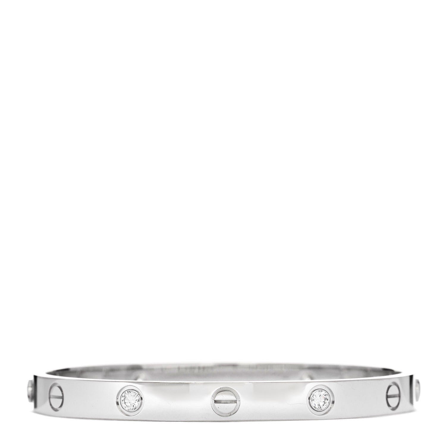 Cartier 18K White Gold 4 Diamond Love Bracelet 17 2 of 8