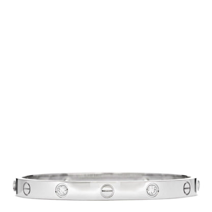 Cartier 18K White Gold 4 Diamond Love Bracelet 17 2 of 8
