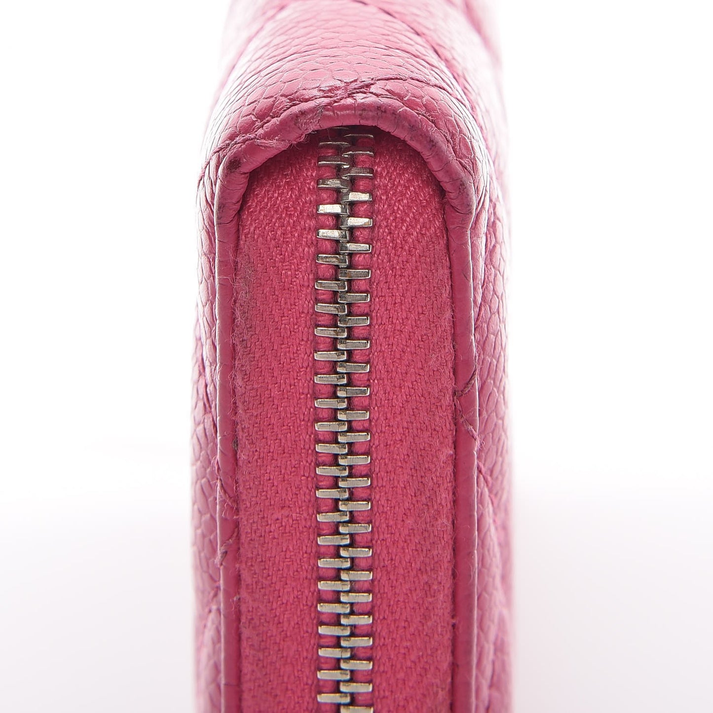Caviar Quilted Small Zip Around Wallet Pink