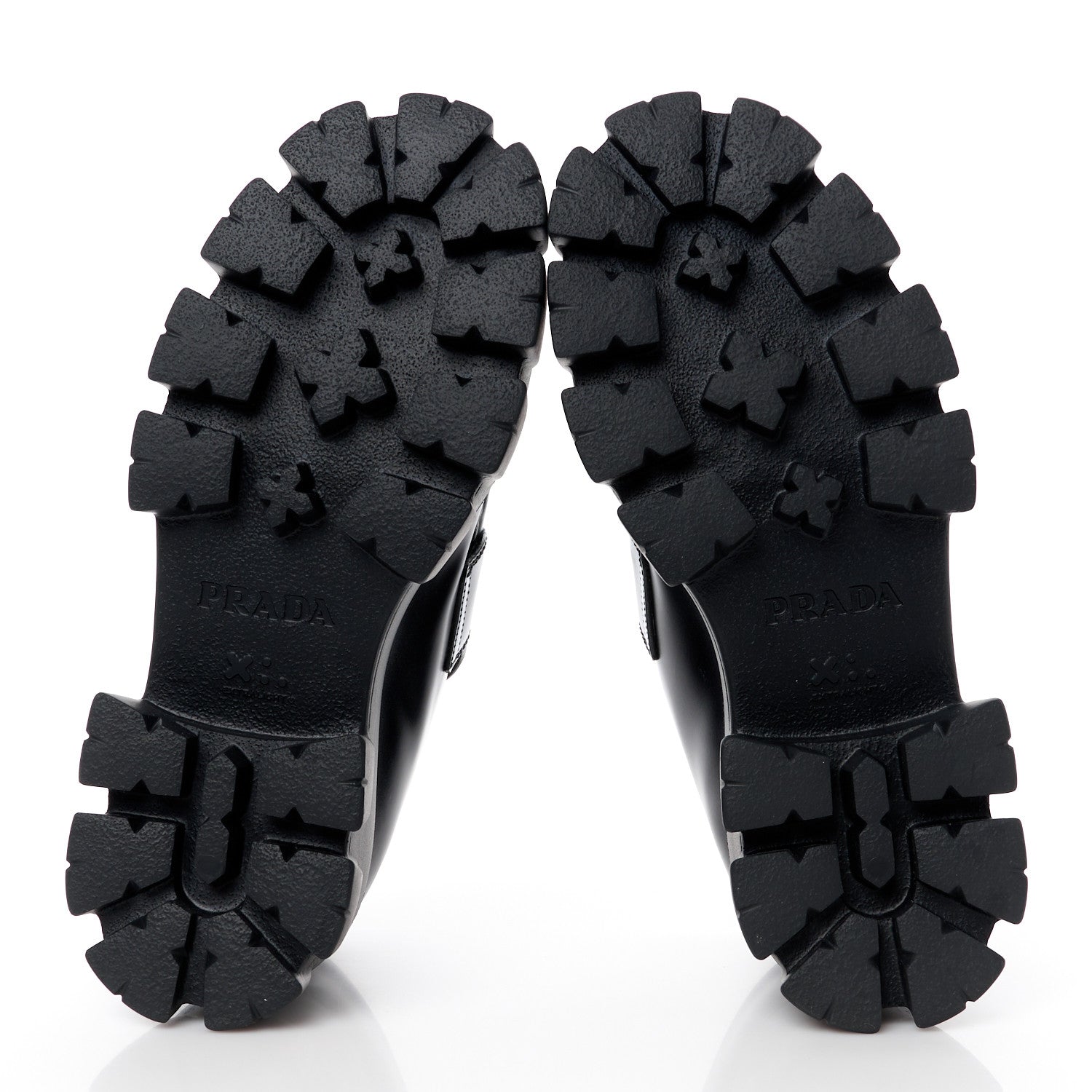 Prada Spazzolato Rois Triangle Monolith 55mm Loafers 39.5 Black Argento 5 of 11