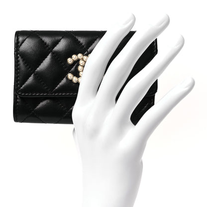 Chanel Lambskin Quilted Pearl CC Chanel Flap Card Holder Black 2 of 10