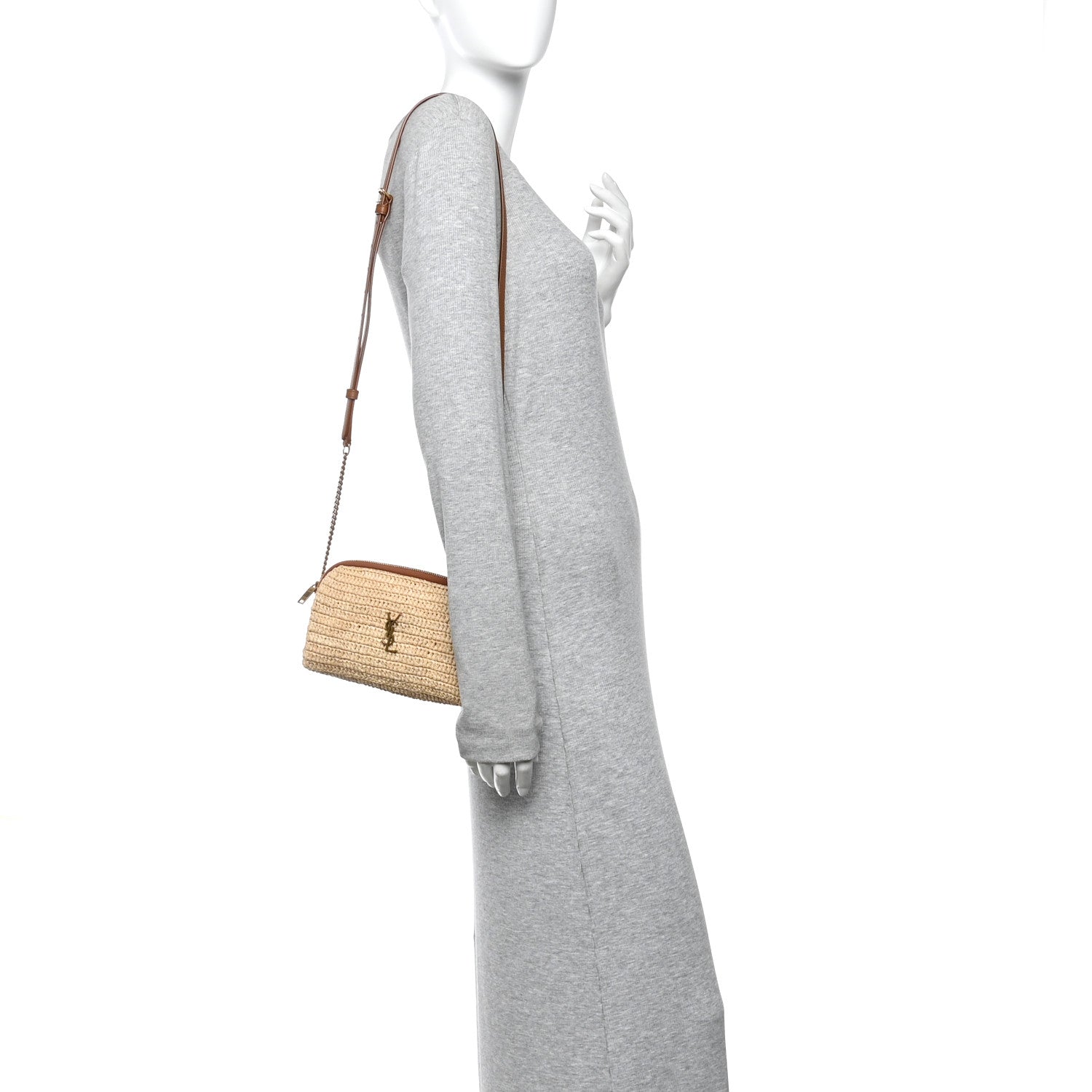 Saint Laurent Raffia Calfskin Gaby Crossbody Bag Natural Brick 2 of 11