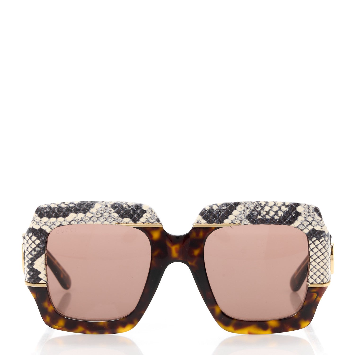 Gucci Snakeskin Acetate Square Sunglasses GG0484S Havana 2 of 8
