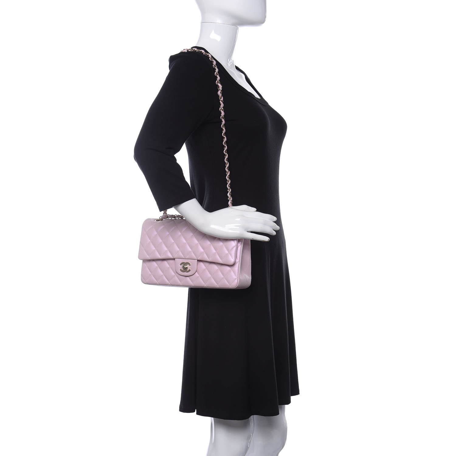 Chanel Iridescent Calfskin Quilted Medium Double Flap Light Pink 2 of 11