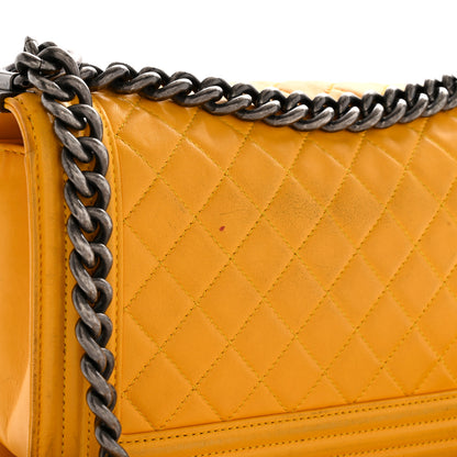 Chanel Lambskin Quilted Medium Boy Flap Yellow 11 of 17
