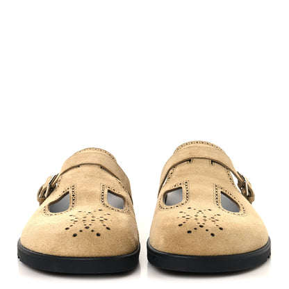 Hermes Suede Calfskin Monk Mules 39 Beige Albatre 3 of 9