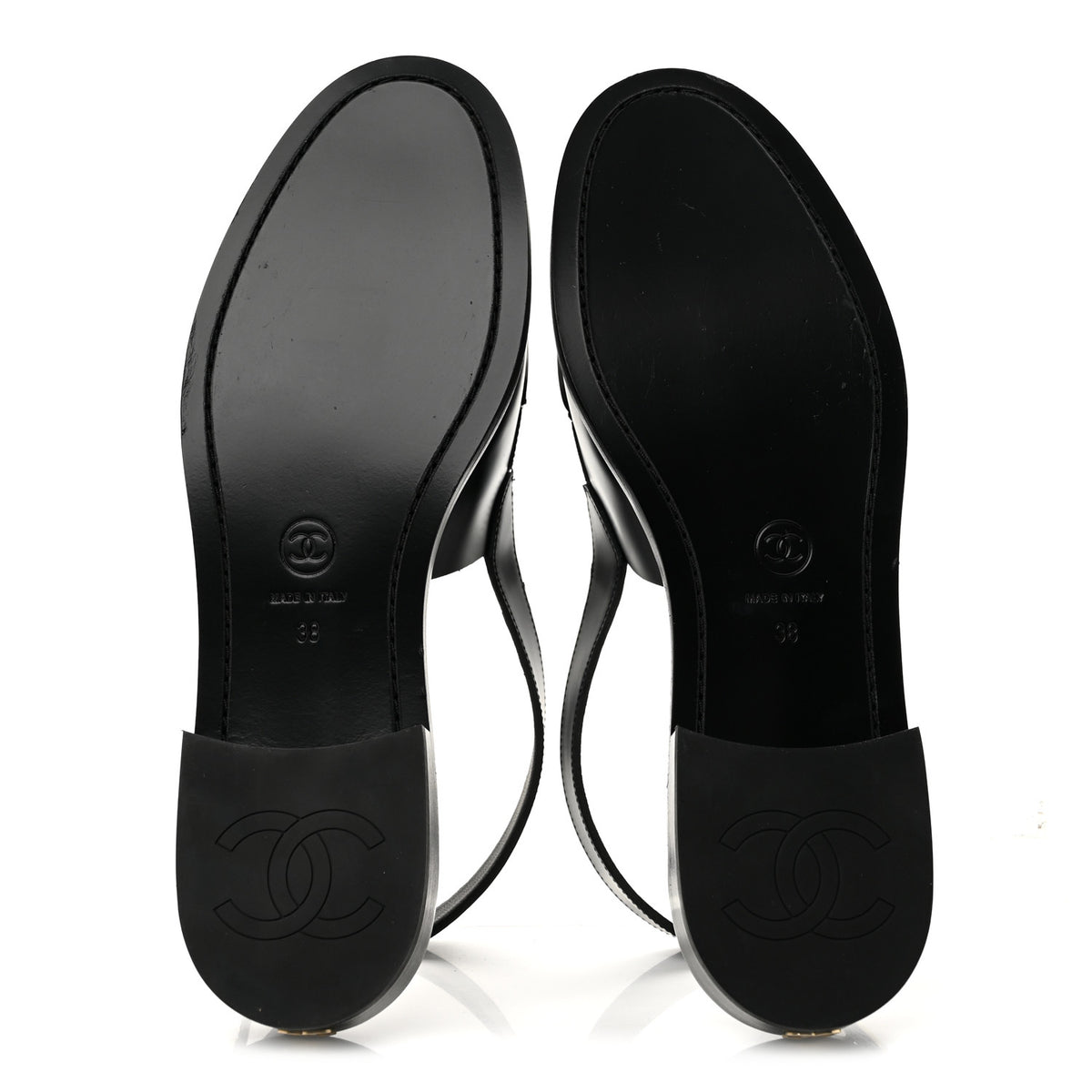 Chanel Calfskin Crystal Slingback Loafers 38 Black 6 of 9