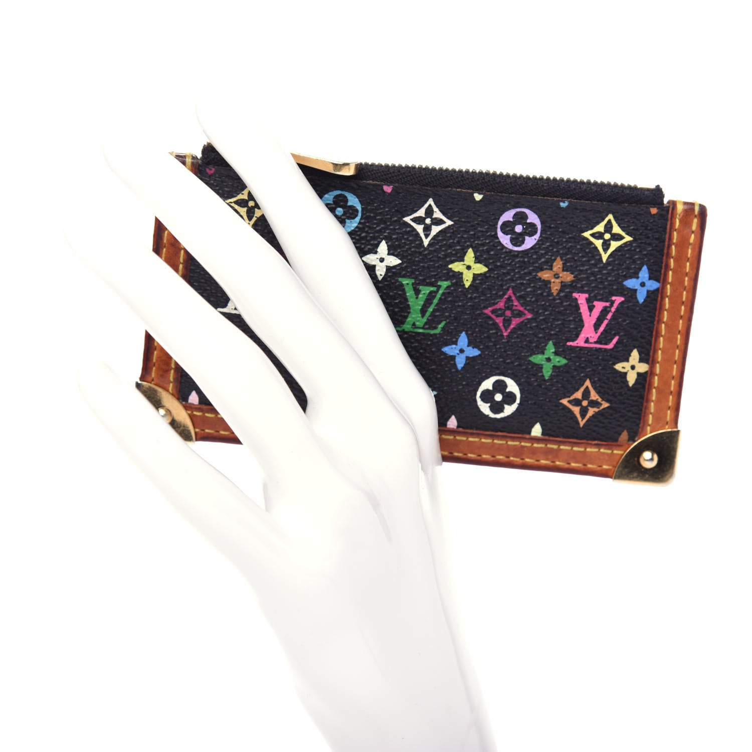 Louis Vuitton Monogram Multicolor Key Pouch Black 2 of 6