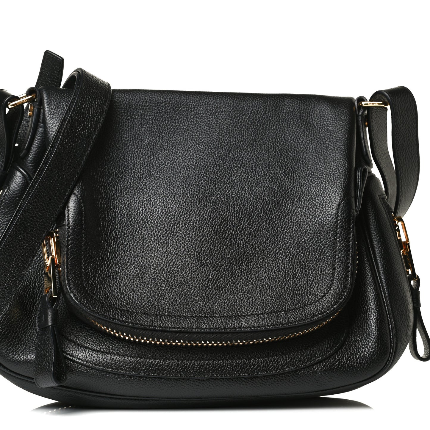 Grained Calfskin Medium Jennifer Crossbody Bag Black