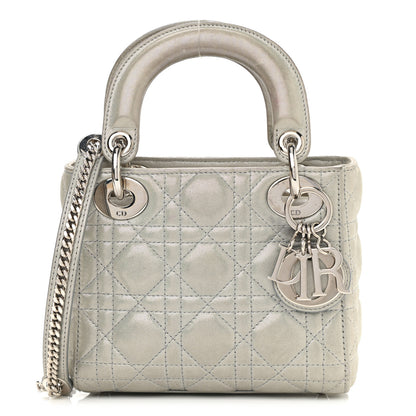 Christian Dior Metallic Nubuck Cannage Mini Lady Dior Silver 1 of 14