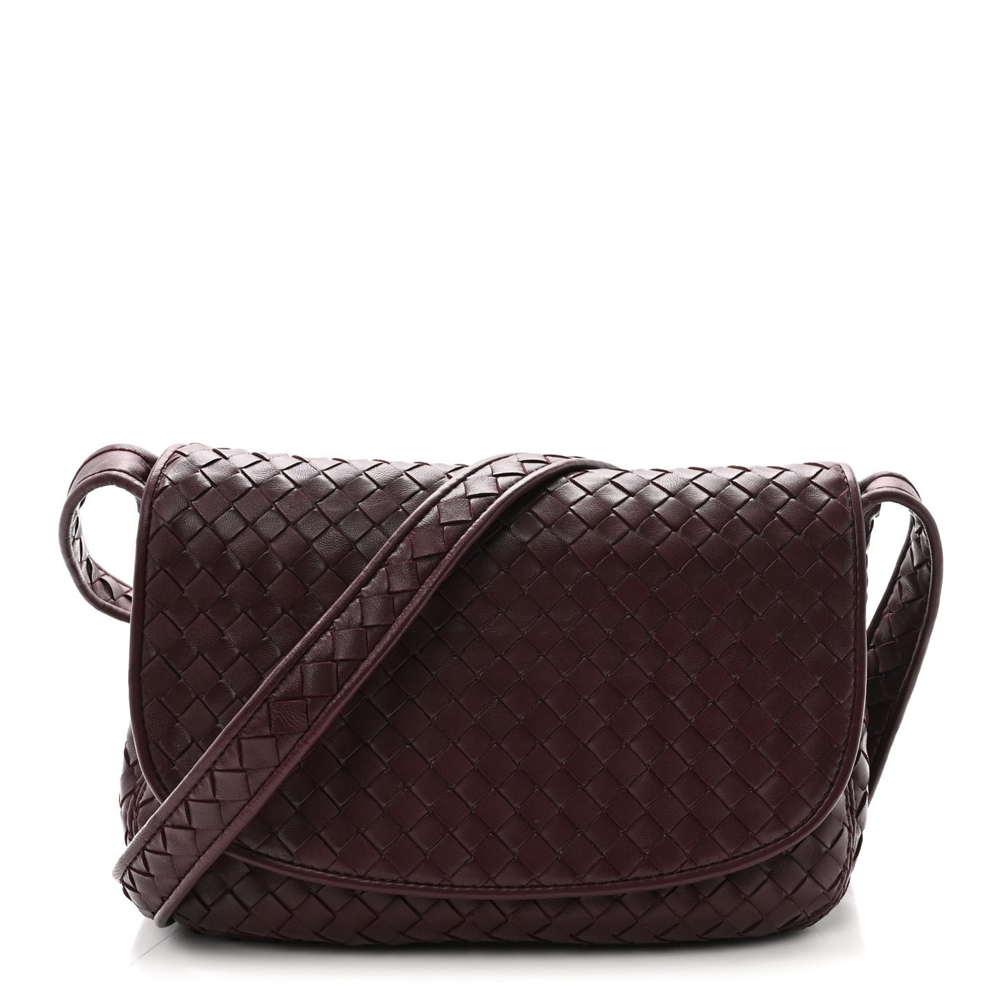 Nappa Intrecciato Medium Veneto Messenger Bag Deep Mahogany