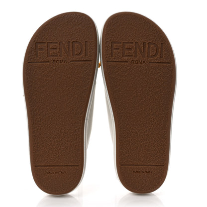 Fendi Vitello Womens Fendigraphy Slide Sandals 35 White Ice 5 of 9