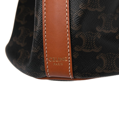 Celine Triomphe Canvas Calfskin Small Drawstring Bucket Bag Tan 6 of 9