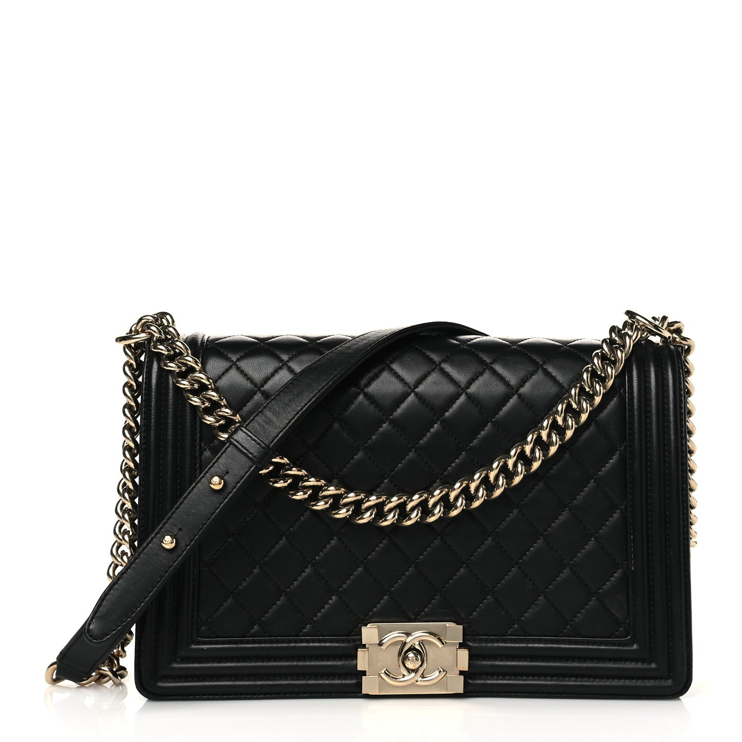 Lambskin Quilted New Medium Boy Flap Black