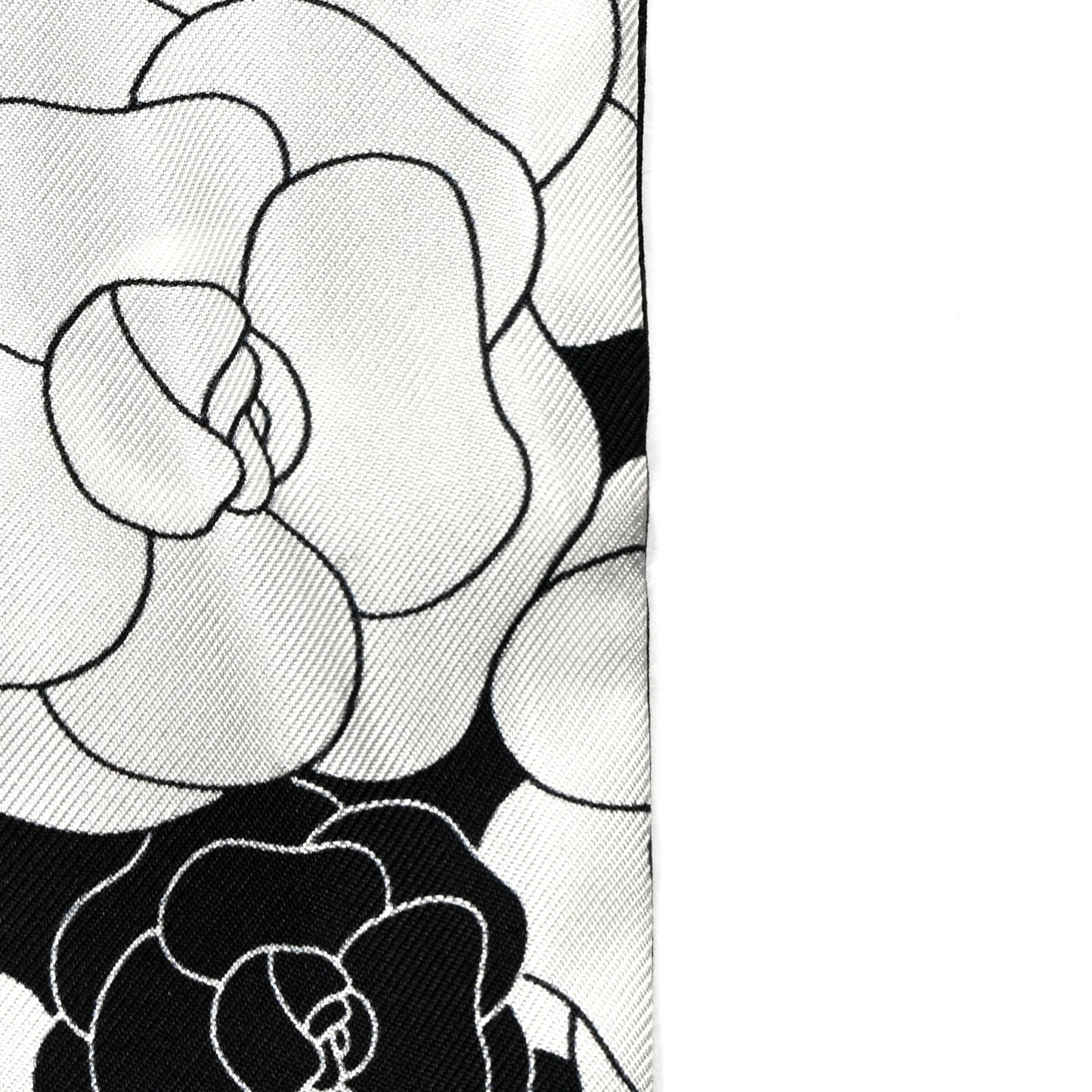 Silk Slim Camellia CC Bandeau Scarf Black White Pink