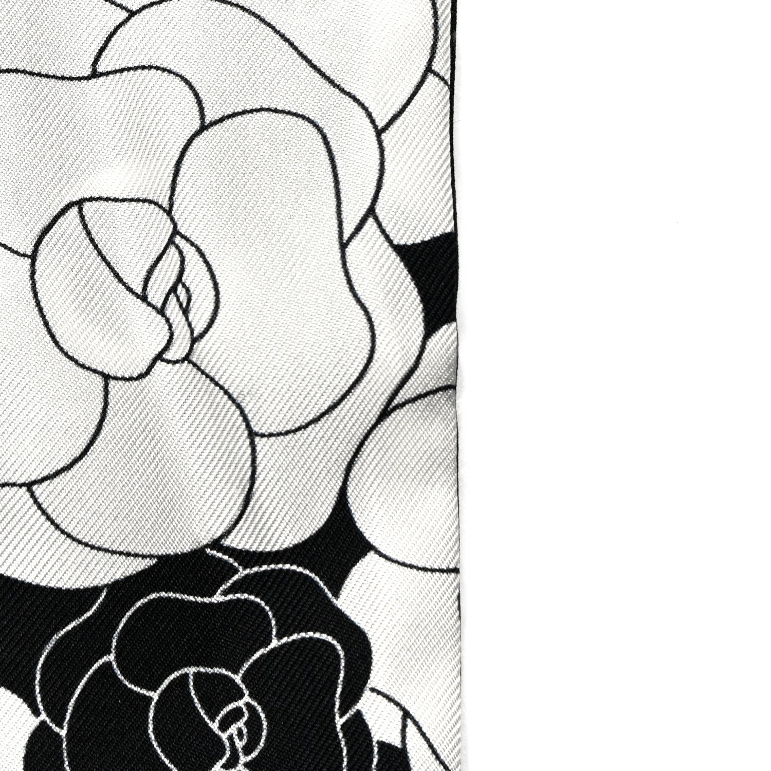 Chanel Silk Slim Camellia CC Bandeau Scarf Black White Pink 4 of 4