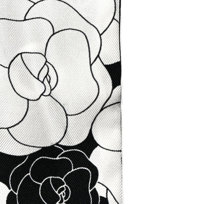 Chanel Silk Slim Camellia CC Bandeau Scarf Black White Pink 4 of 4