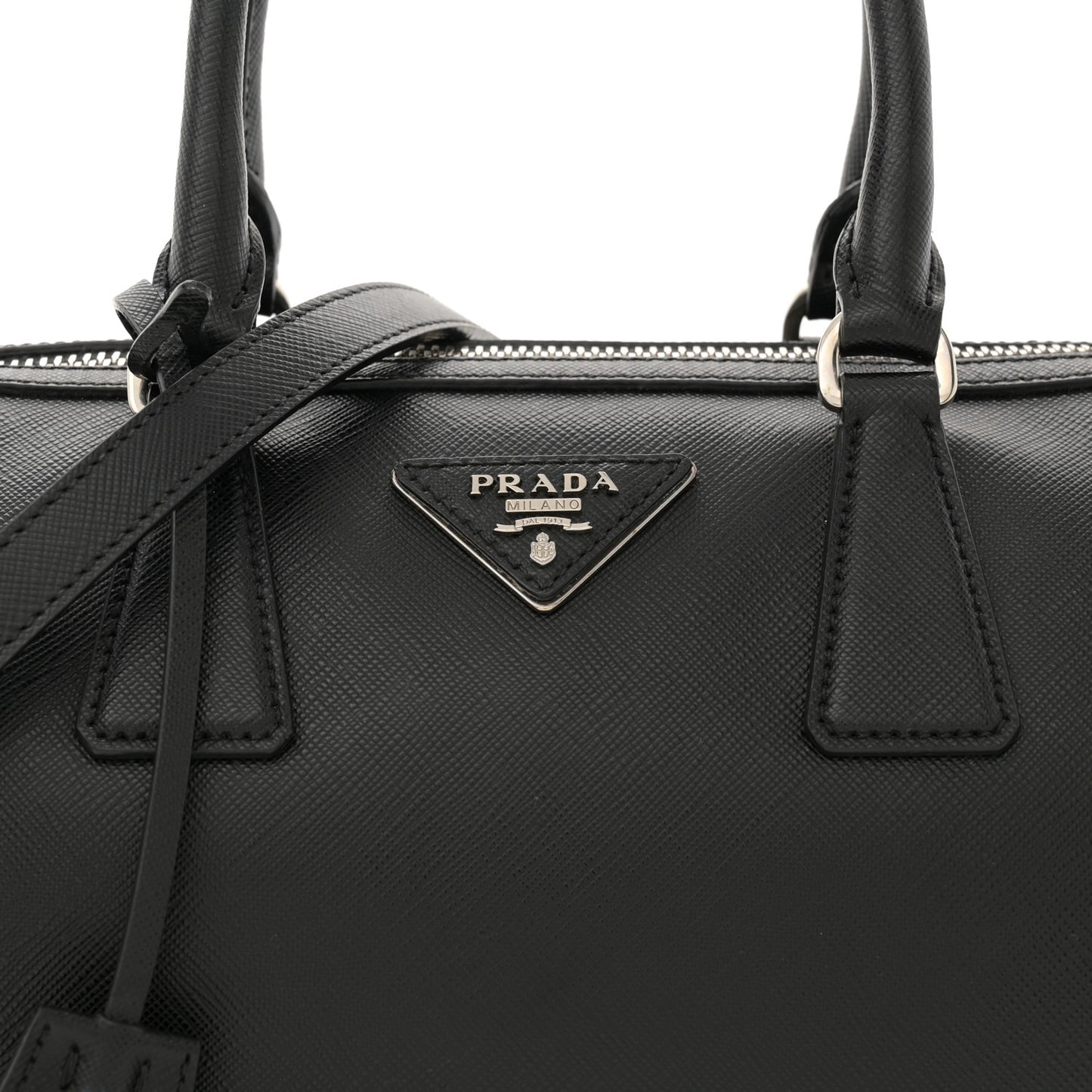 Saffiano Lux Top Handle Crossbody Bag Black Talco