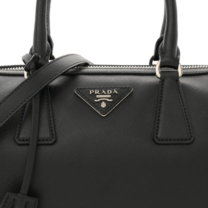 Prada Saffiano Lux Top Handle Crossbody Bag Black Talco 8 of 11