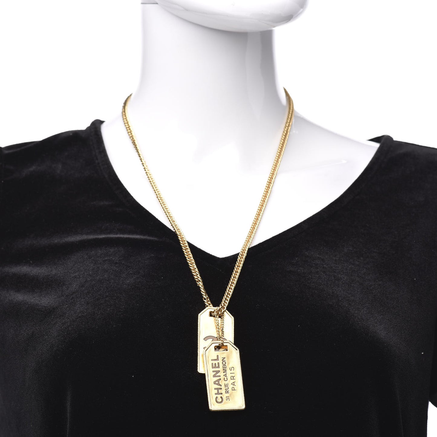 ID Dog Tag Charm Necklace Gold