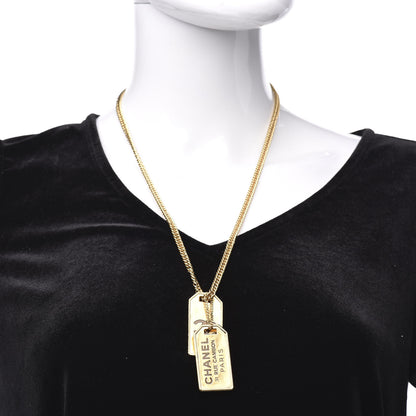 Chanel ID Dog Tag Charm Necklace Gold 2 of 6