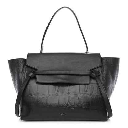 Celine Calfskin Crocodile Embossed Small Belt Bag Black 1 of 22