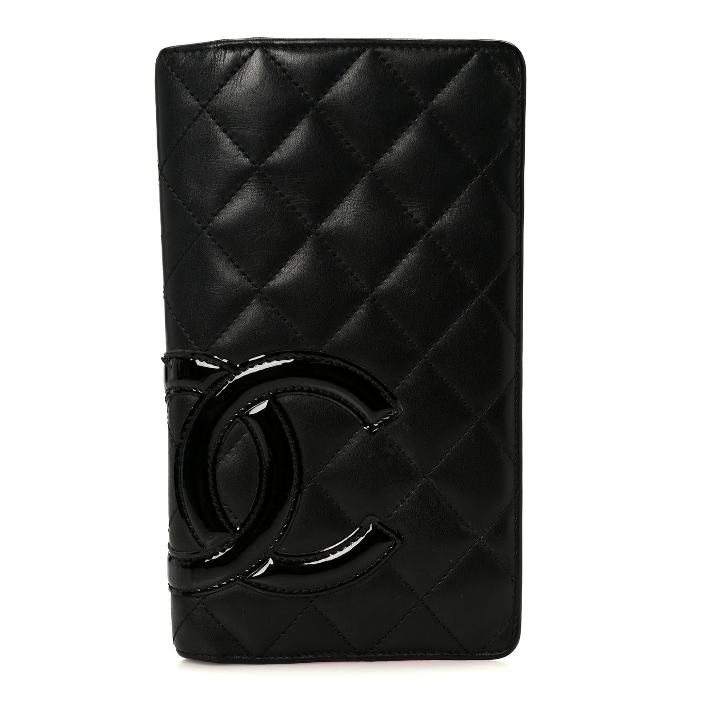Calfskin Quilted Cambon Yen Wallet Black