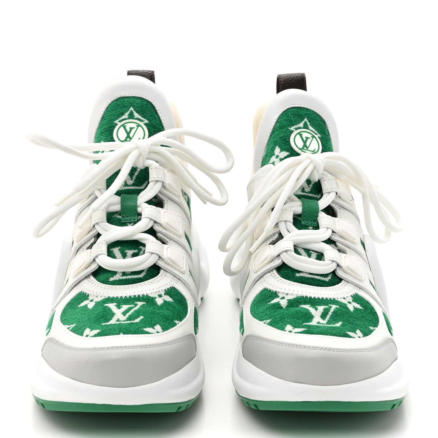Louis Vuitton Jacquard Velvet Monogram LV Archlight Sneakers 38.5 White Vert 2 of 8