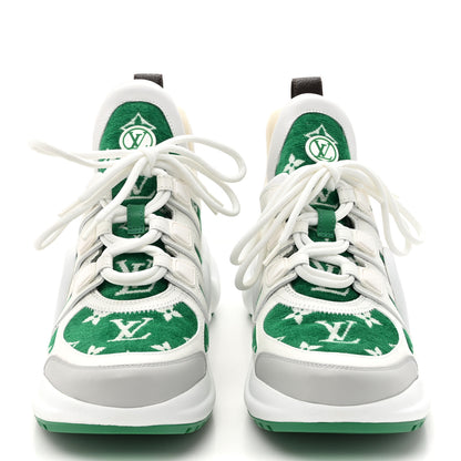 Louis Vuitton Jacquard Velvet Monogram LV Archlight Sneakers 38.5 White Vert 2 of 8