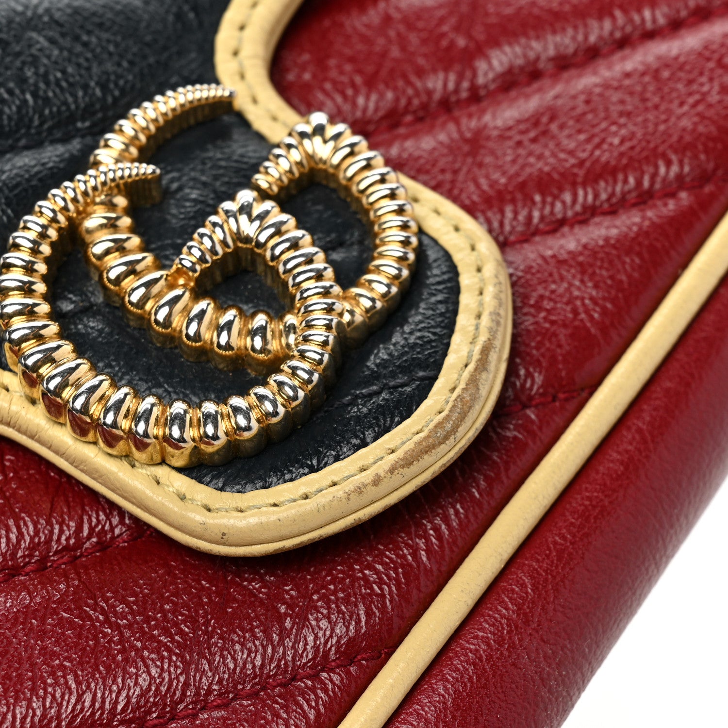 Gucci Azalea Calfskin Matelasse Diagonal Super Mini Torchon GG Marmont Shoulder Bag Blue Agata New Cherry Red Butter 13 of 14
