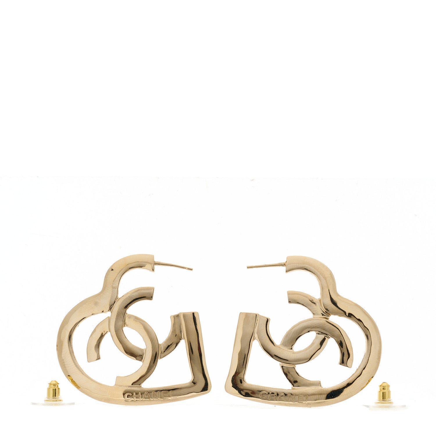 Chanel Metal CC Heart Coco In Love Hoop Earrings Gold 3 of 5