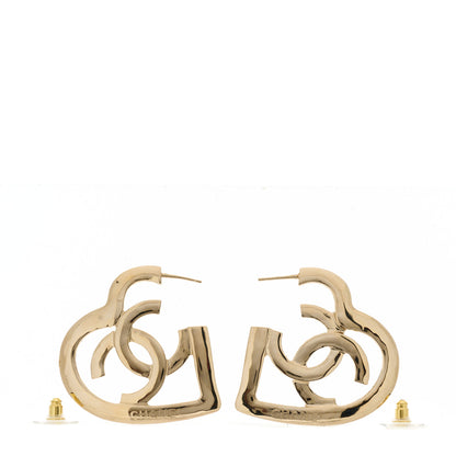 Chanel Metal CC Heart Coco In Love Hoop Earrings Gold 3 of 5
