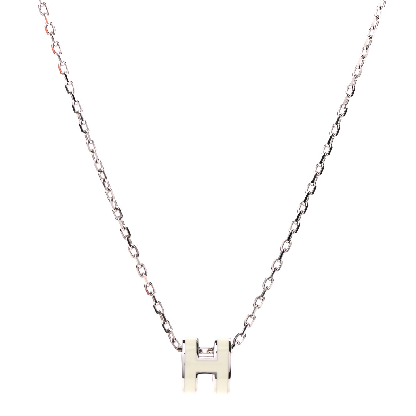 Lacquered Palladium Mini Pop H Pendant Necklace White