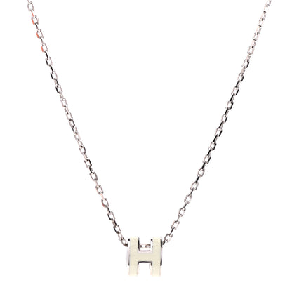 Hermes Lacquered Palladium Mini Pop H Pendant Necklace White 1 of 5