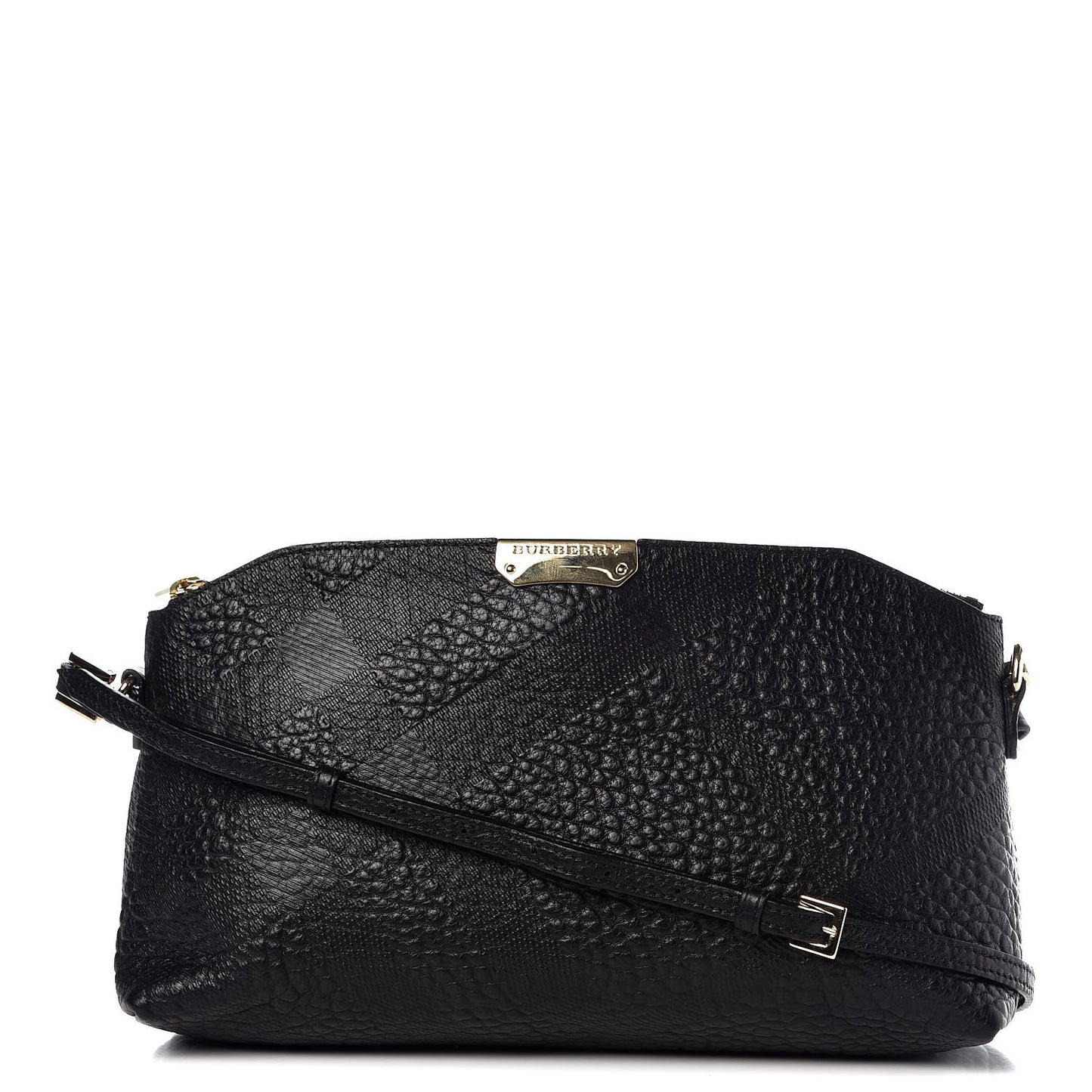 Signature Grain Calfskin Check Embossed Small Chichester Crossbody Clutch Bag Black