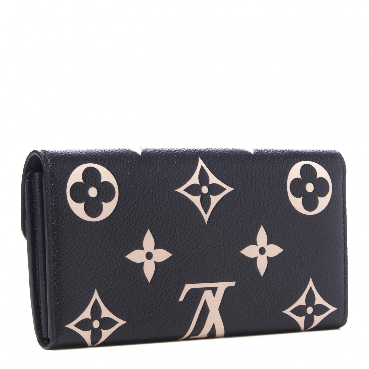 Louis Vuitton Monogram Empreinte Giant Sarah Wallet Black Beige 2 of 8