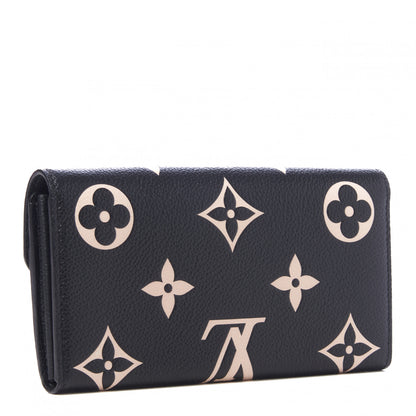 Louis Vuitton Monogram Empreinte Giant Sarah Wallet Black Beige 2 of 8