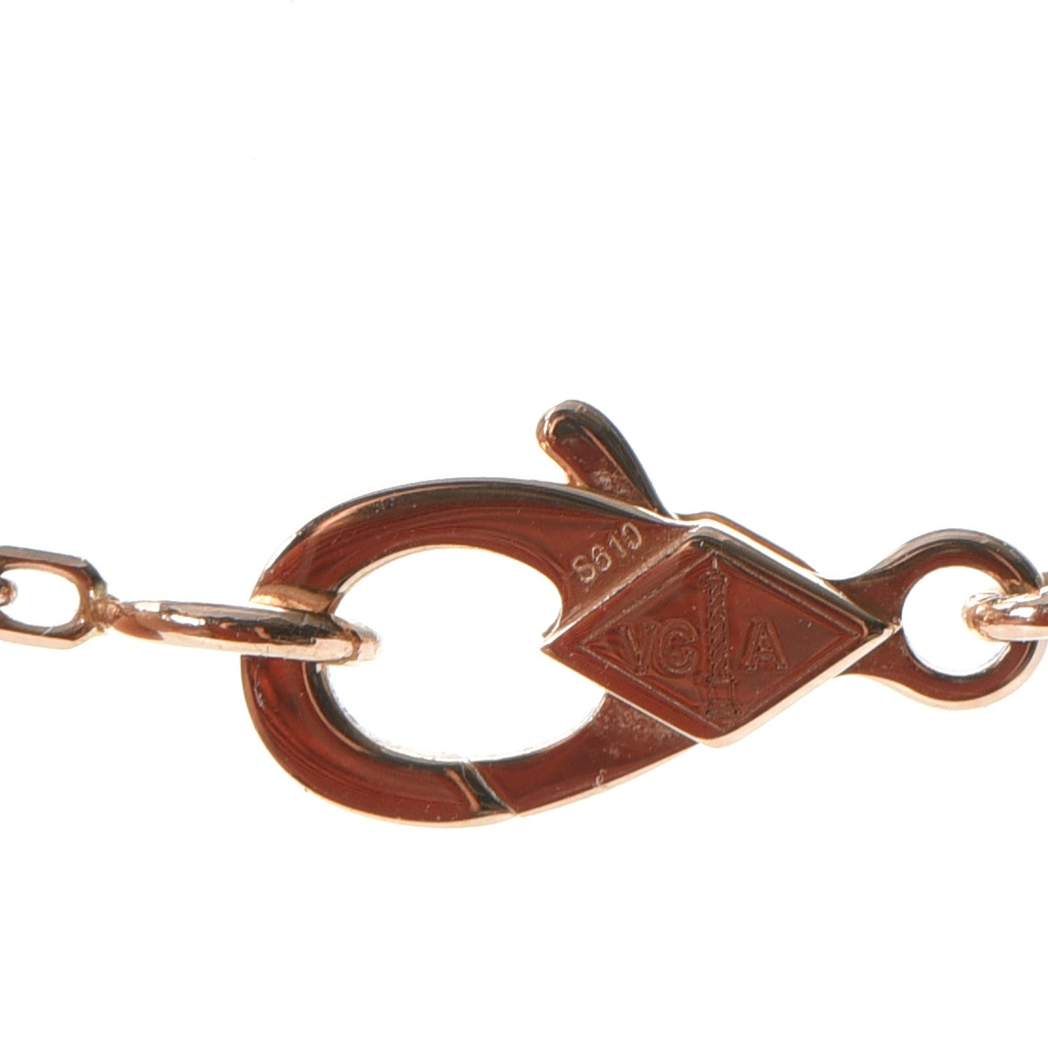 Van Cleef & Arpels 18K Rose Gold Diamond Carnelian Vintage Alhambra Pendant Necklace 7 of 9
