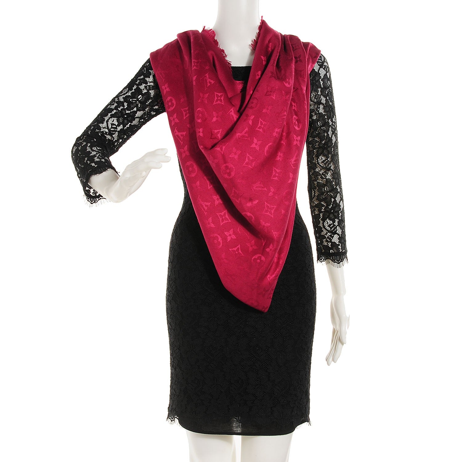 Louis Vuitton Silk Wool Monogram Shawl Pomme D'Amour 2 of 5