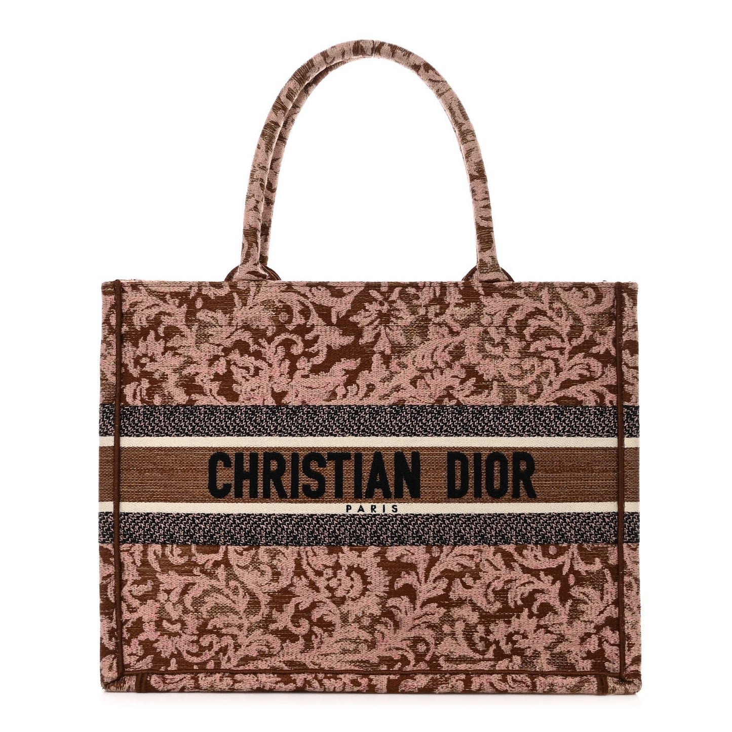 Canvas Embroidered Medium Brocart Book Tote Metallic Pink
