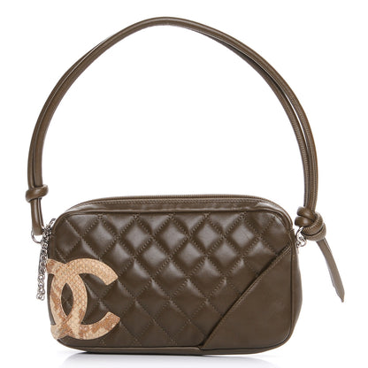 Chanel Calfskin Python Quilted Cambon CC Pochette Khaki 1 of 7