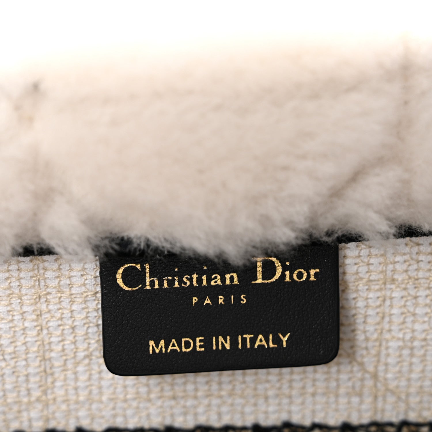 Christian Dior Shearling Cannage Small Book Tote Ecru Blue 6 of 11