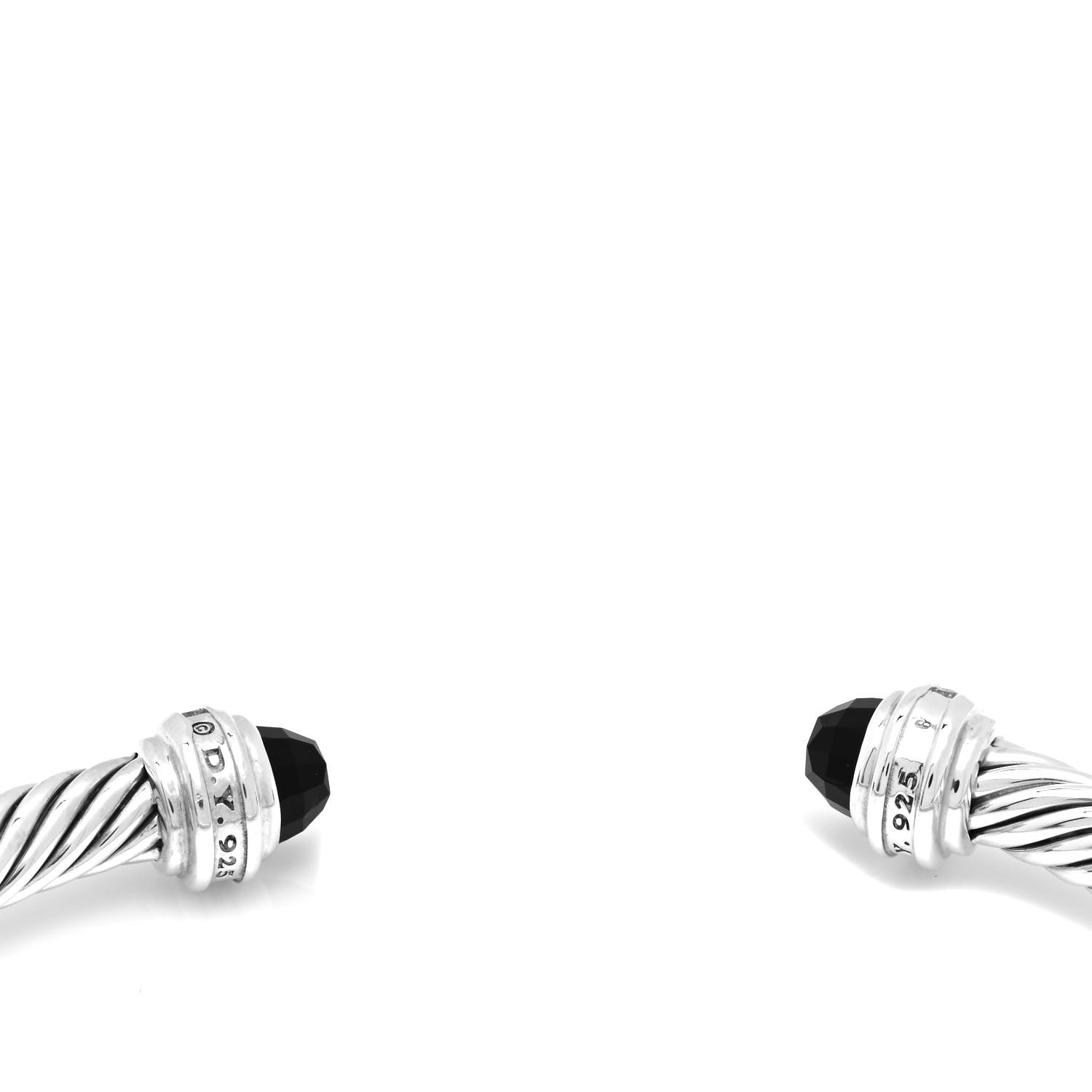 David Yurman Sterling Silver Diamond Black Onyx 5mm Cable Classics Princess Bracelet 3 of 4