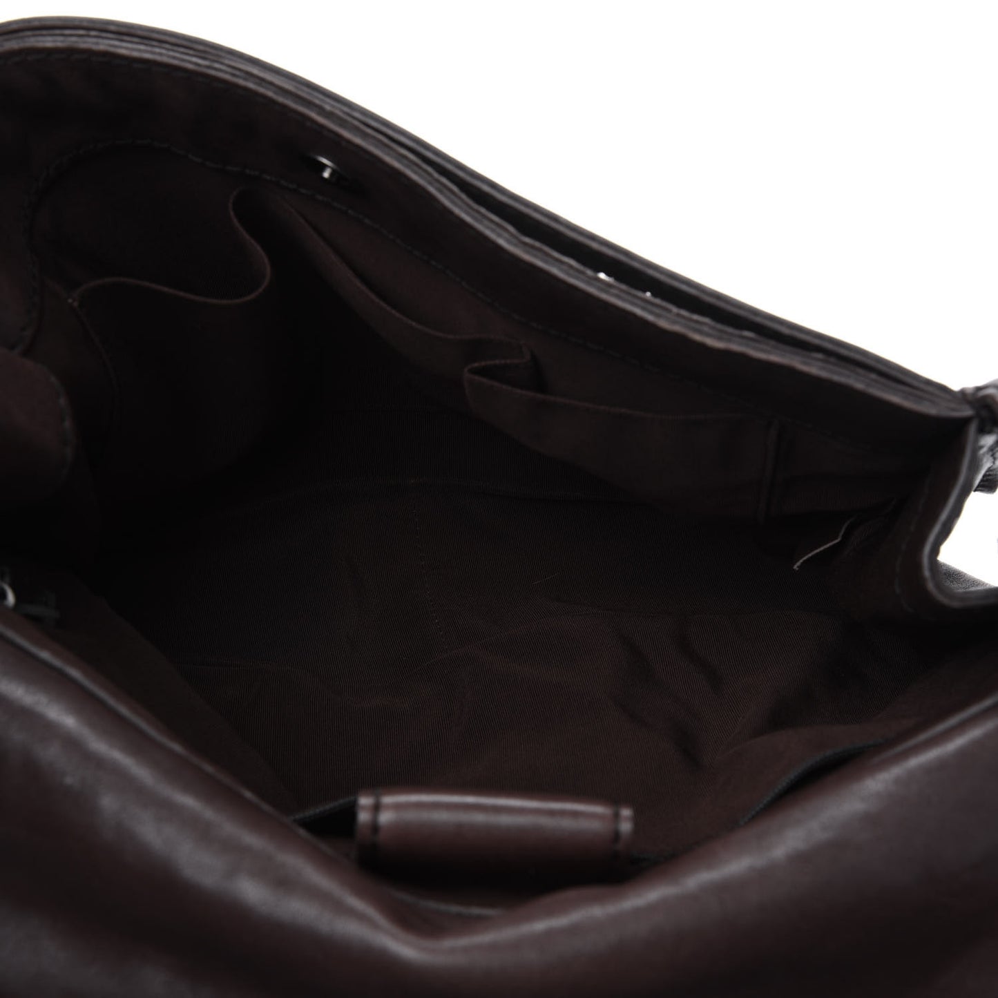 Calfskin Felt Sequin Embroidered Flap Shoulder Bag Brown