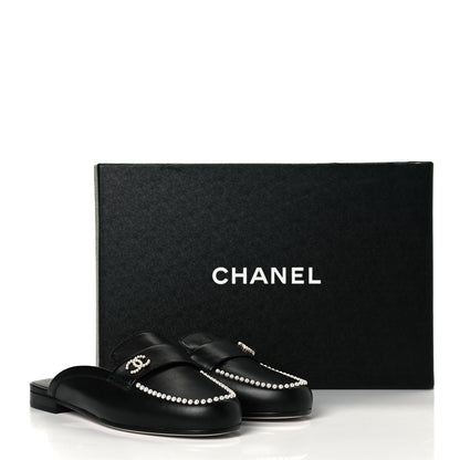 Chanel Lambskin Pearl CC Mules 36 Black 11 of 11