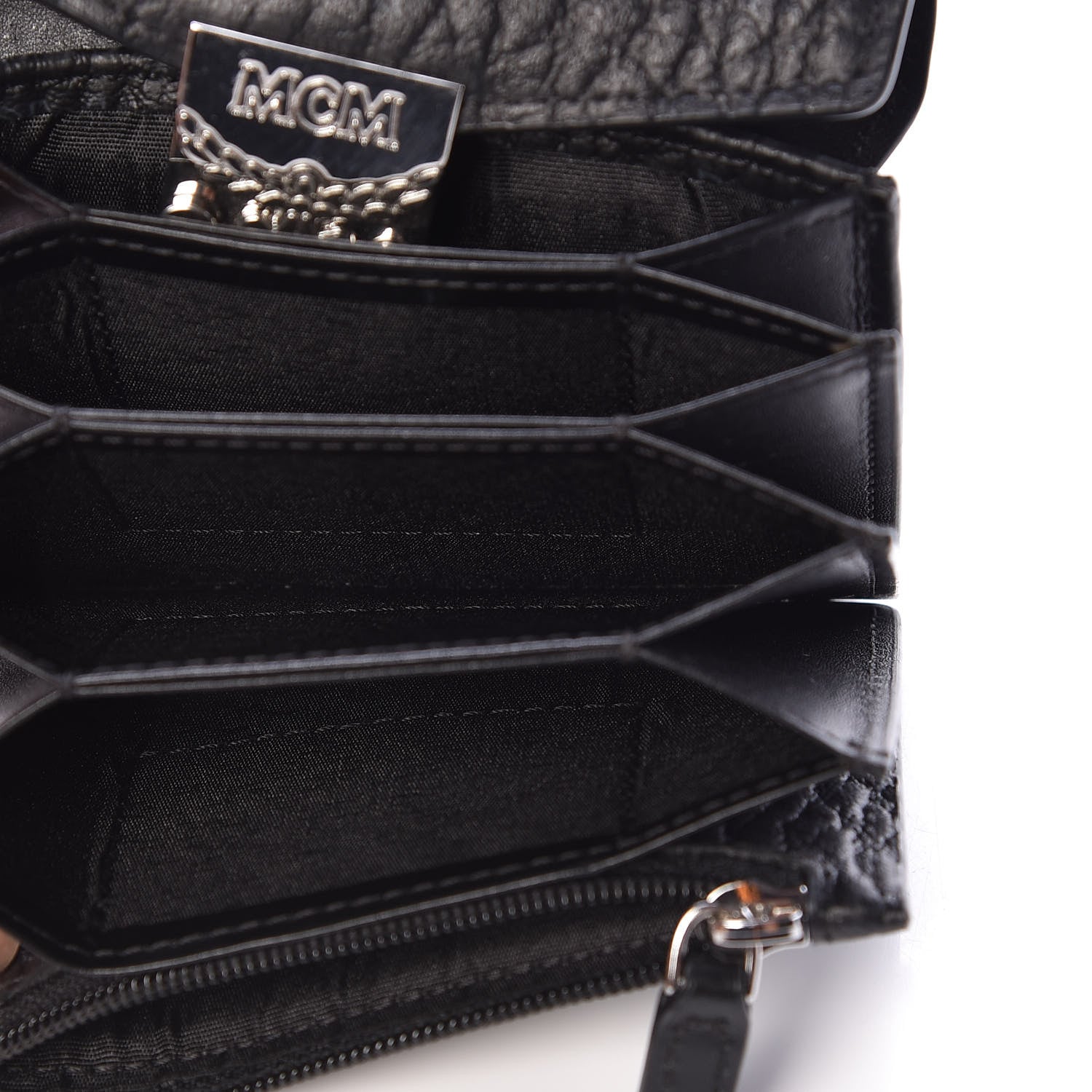 MCM Visetos Mini Accordion Card Wallet Black 6 of 6