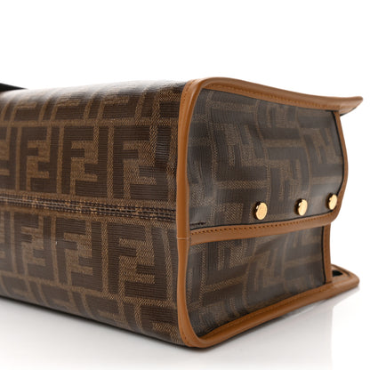 Fendi Glazed Fabric Vitello Century FF 1974 Stamp Patch Mini Peekaboo Defender Cover Mogano Panna Caramello 7 of 9