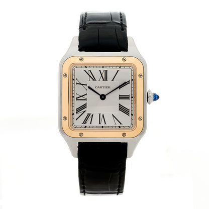 Cartier Stainless Steel 18K Pink Gold Alligator 31.4mm Santos Dumont Quartz Watch 1 of 5